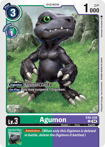 (038) Digimon TCG Chain of Liberation Single: Agumon (EX8-038) (V.1) Common