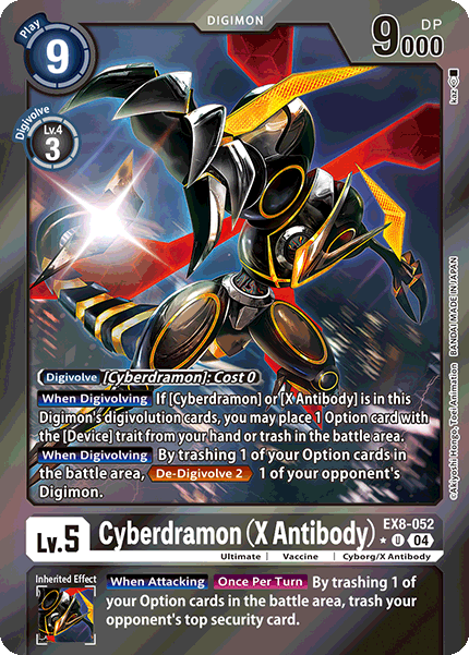 (052) Digimon TCG Chain of Liberation Single: Cyberdramon (X Antibody) (EX8-052) (V.2) Alternative Art