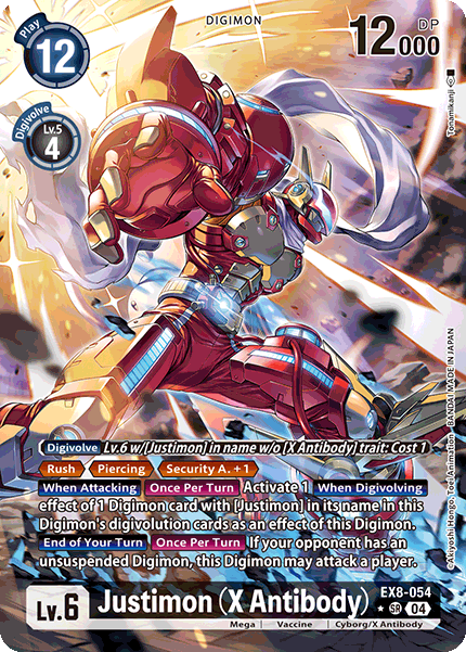 (054) Digimon TCG Chain of Liberation Single: Justimon (X Antibody) (EX8-054) (V.2) Alternative Art