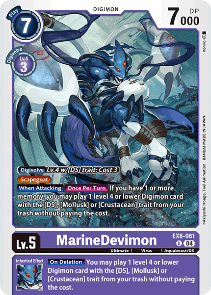 (061) Digimon TCG Chain of Liberation Single: MarineDevimon (EX8-061) (V.1) Uncommon