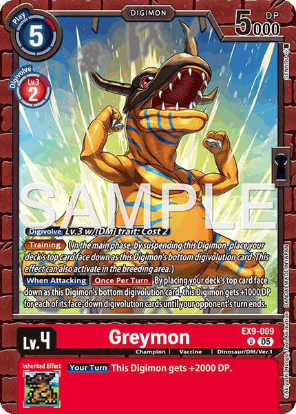 (009) Digimon TCG Versus Monsters Single: Greymon (EX9-009) (V.1) Uncommon