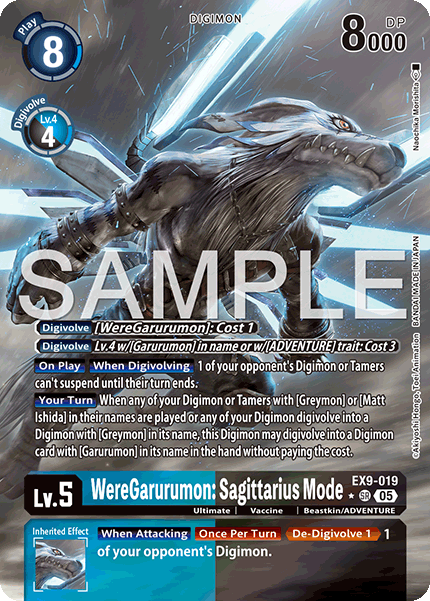(019) Digimon TCG Versus Monsters Single: WereGarurumon: Sagittarius Mode (EX9-019) (V.2) Alternative Art