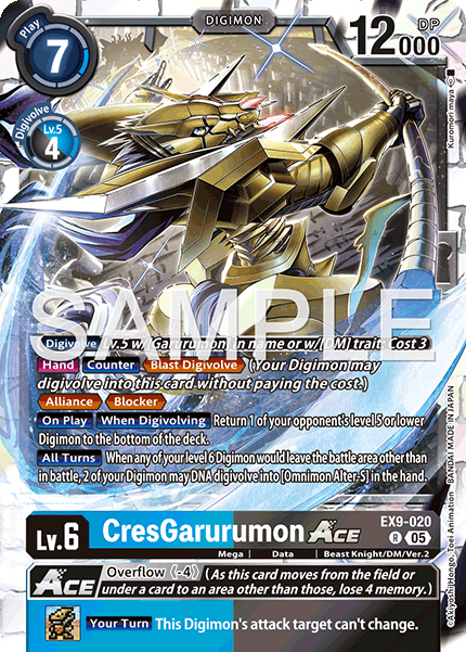 (020) Digimon TCG Versus Monsters Single: CresGarurumon Ace (EX9-020) (V.1) Rare