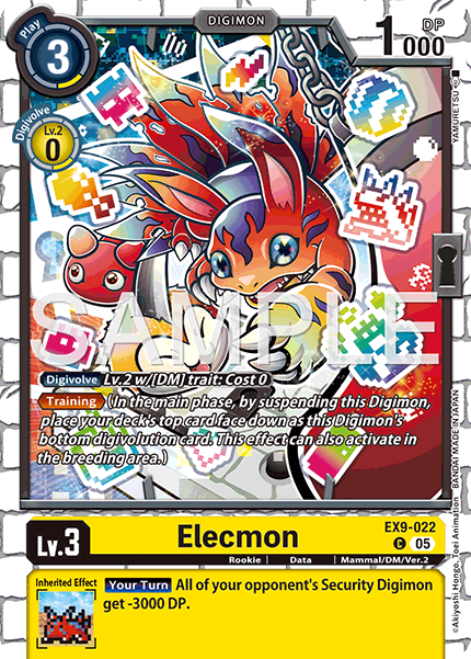 (022) Digimon TCG Versus Monsters Single: Elecmon (EX9-022) (V.1) Common