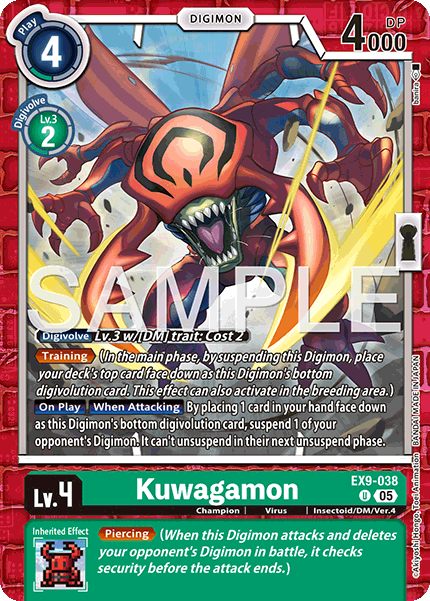 (038) Digimon TCG Versus Monsters Single: Kuwagamon (EX9-038) (V.1) Uncommon