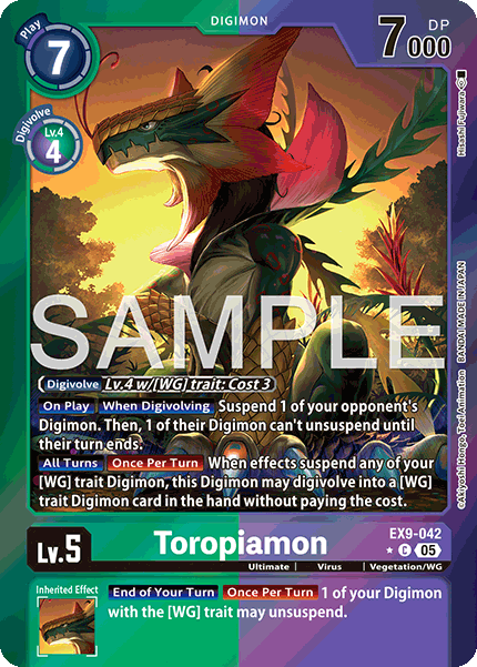 (042) Digimon TCG Versus Monsters Single: Toropiamon (EX9-042) (V.2) Alternative Art