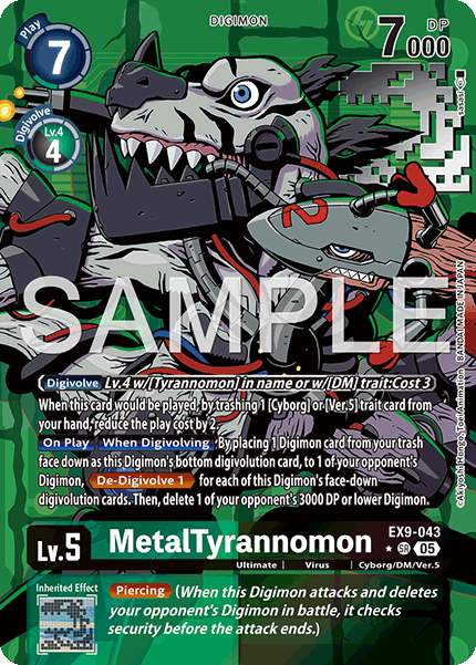 (043) Digimon TCG Versus Monsters Single: MetalTyrannomon (EX9-043) (V.2) Alternative Art