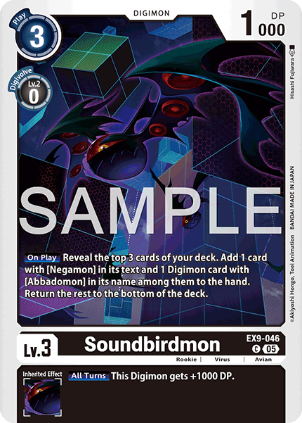 (046) Digimon TCG Versus Monsters Single: Soundbirdmon (EX9-046) (V.1) Common