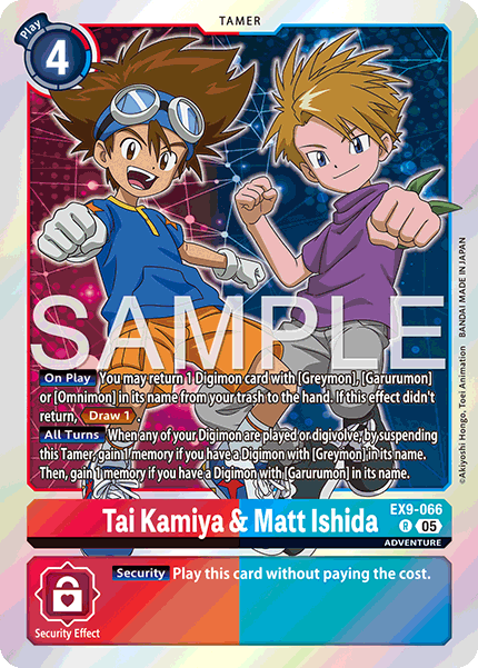 (066) Digimon TCG Versus Monsters Single: Tai Kamiya & Matt Ishida (EX9-066) (V.1) Rare