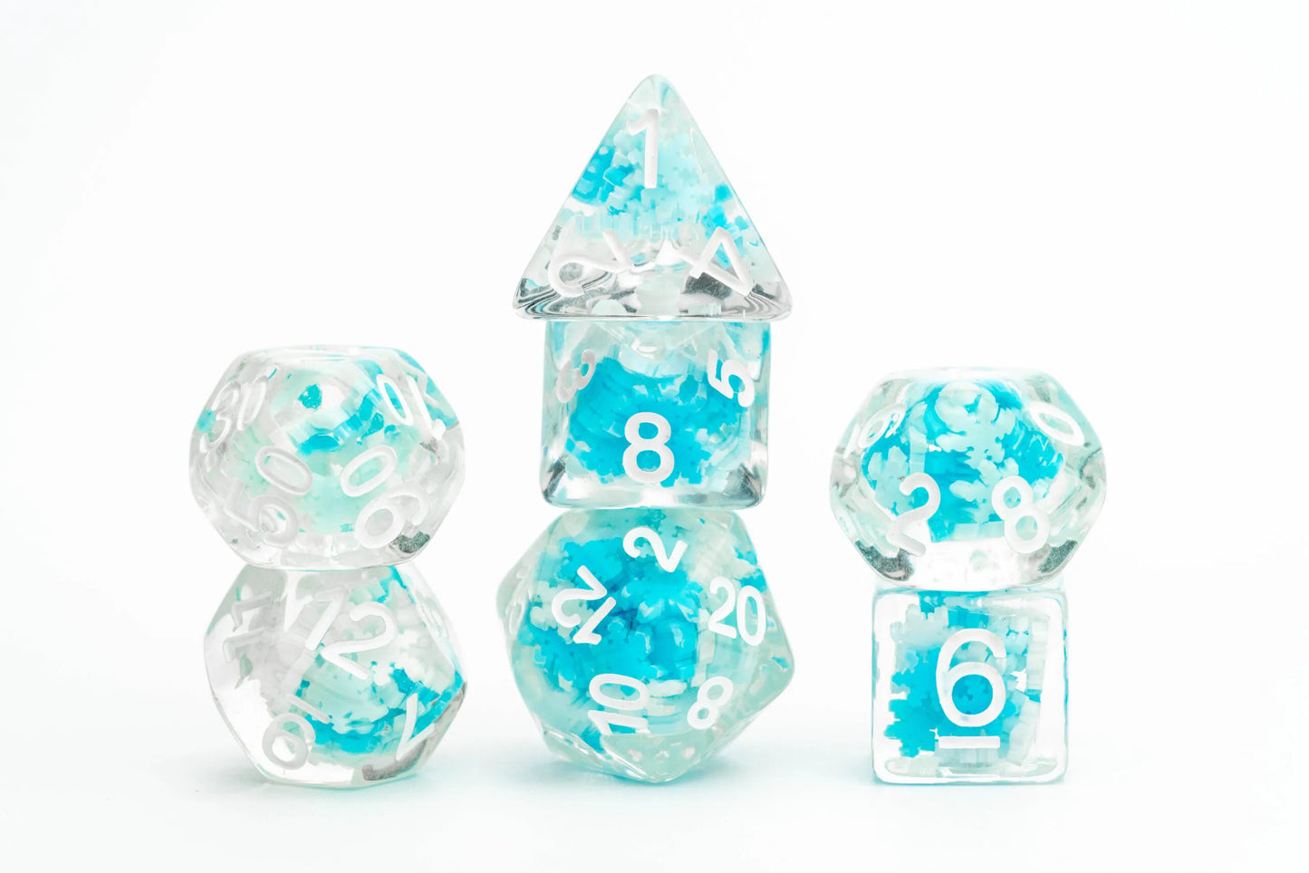 Fanroll 16mm Resin Poly Dice Set: Snowflake Dice