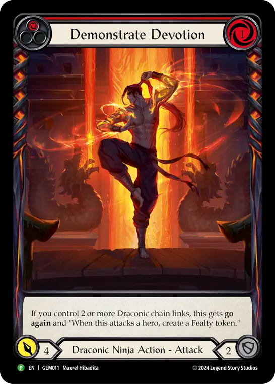 (011) Flesh & Blood TCG GEM Pack Promos Single: Demonstrate Devotion (Regular) Promo
