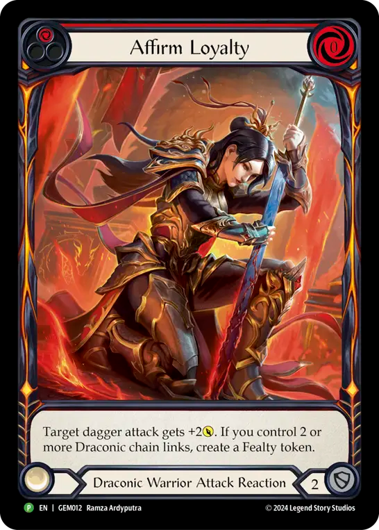 (012) Flesh & Blood TCG GEM Pack Promos Single: Affirm Loyalty (Regular) Promo