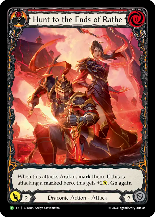 (015) Flesh & Blood TCG GEM Pack Promos Single: Hunt to the Ends of Rathe (Regular) Promo