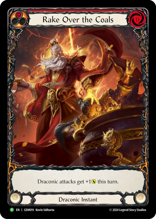 (019) Flesh & Blood TCG GEM Pack Promos Single: Rake Over the Coals (Extended Art Rainbow Foil) Promo