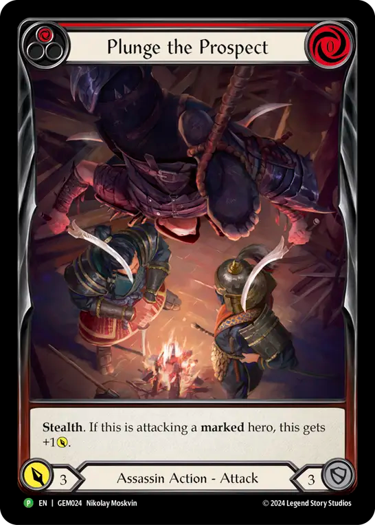 (024) Flesh & Blood TCG GEM Pack Promos Single: Plunge the Prospect (Red) (Regular) Promo