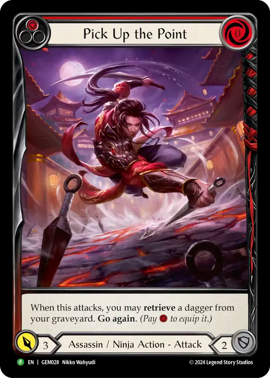 (028) Flesh & Blood TCG GEM Pack Promos Single: Pick Up the Point (Red) (Extended Art Rainbow Foil) Promo