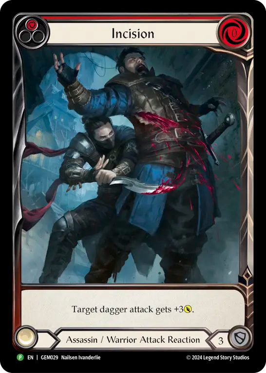 (029) Flesh & Blood TCG GEM Pack Promos Single: Incision (Red) (Extended Art Rainbow Foil) Promo