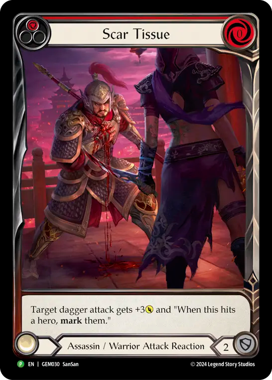(030) Flesh & Blood TCG GEM Pack Promos Single: Scar Tissue (Red) (Extended Art Rainbow Foil) Promo