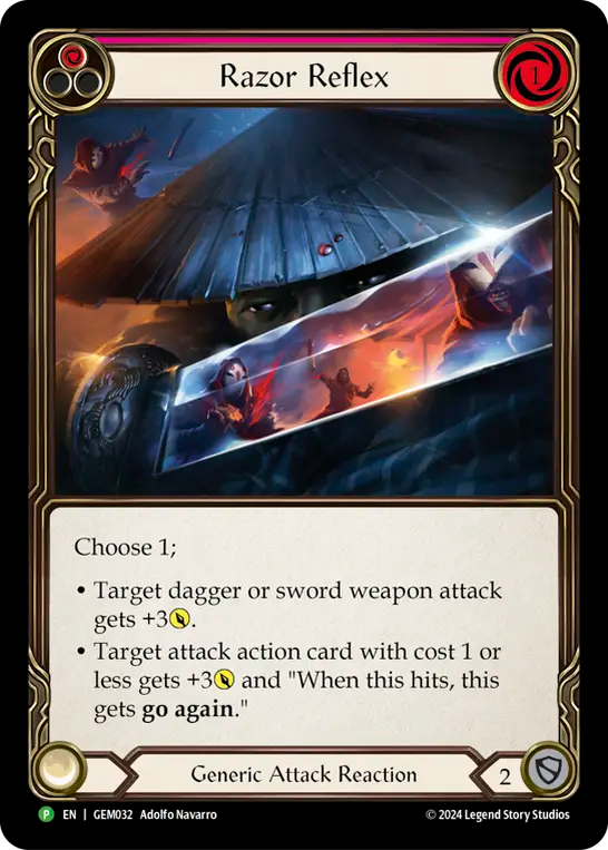 (032) Flesh & Blood TCG GEM Pack Promos Single: Razor Reflex (Red) (Regular) Promo