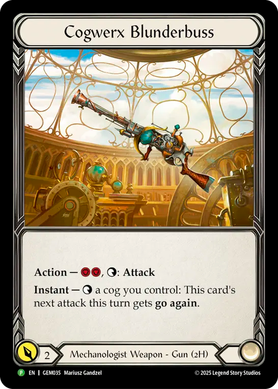 (035) Flesh & Blood TCG GEM Pack Promos Single: Cogwerx Blunderbuss (Cold Foil) Promo