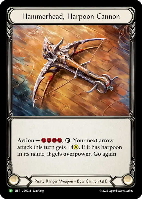 (038) Flesh & Blood TCG GEM Pack Promos Single: Hammerhead, Harpoon Cannon (Cold Foil) Promo