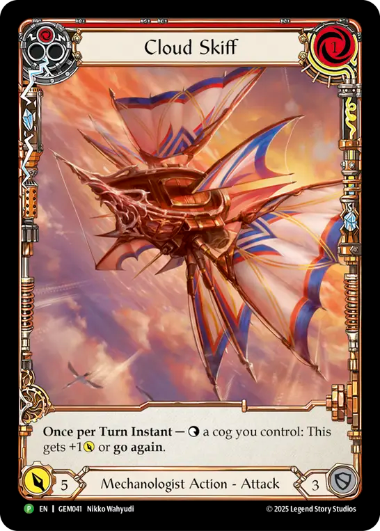 (041) Flesh & Blood TCG GEM Pack Promos Single: Cloud Skiff (Red) (Extended Art Regular) Promo