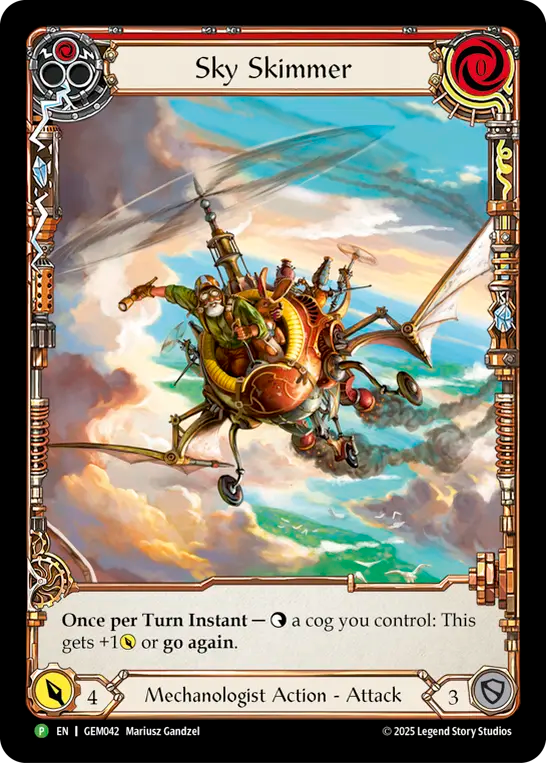 (042) Flesh & Blood TCG GEM Pack Promos Single: Sky Skimmer (Red) (Extended Art Rainbow Foil) Promo