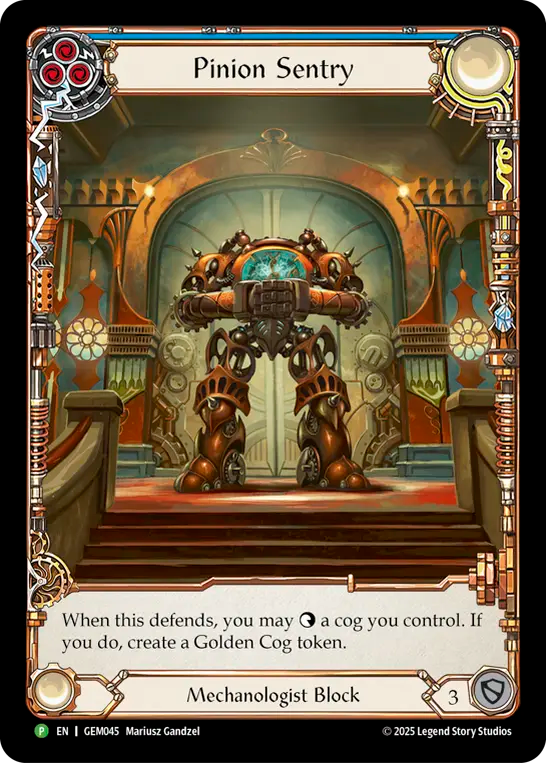 (045) Flesh & Blood TCG GEM Pack Promos Single: Pinion Sentry (Extended Art Rainbow Foil) Promo