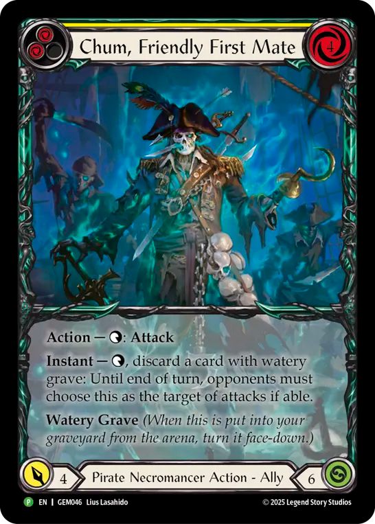 (046) Flesh & Blood TCG GEM Pack Promos Single: Chum, Friendly First Mate (Extended Art Rainbow Foil) Promo