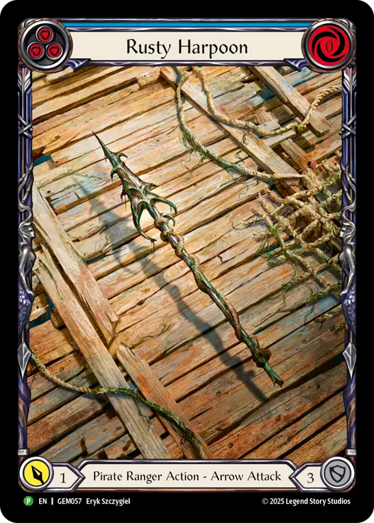 (057) Flesh & Blood TCG GEM Pack Promos Single: Rusty Harpoon (Extended Art Regular) Promo