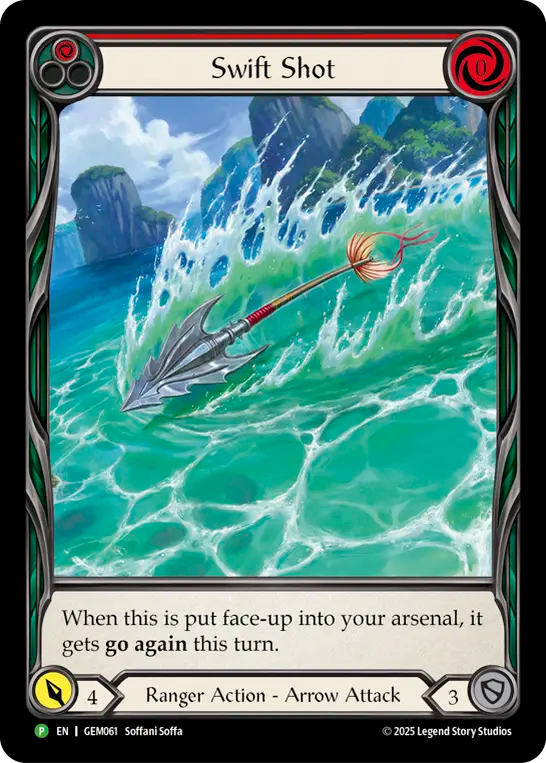 (061) Flesh & Blood TCG GEM Pack Promos Single: Swift Shot (Extended Art Rainbow Foil) Promo