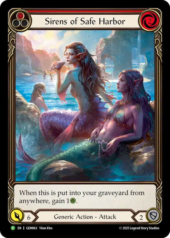 (063) Flesh & Blood TCG GEM Pack Promos Single: Sirens of Safe Harbor (Red) (Extended Art Rainbow Foil) Promo