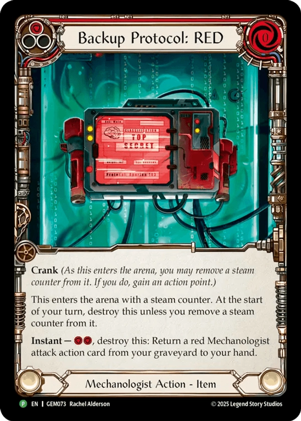 (073) Flesh & Blood TCG GEM Pack Promos Single: Backup Protocol: RED (Cold Foil) Promo