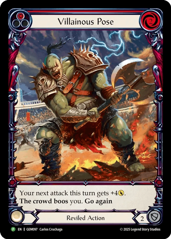 (097) Flesh & Blood TCG GEM Pack Promos Single: Villainous Pose (Red) (Extended Art Regular) Promo
