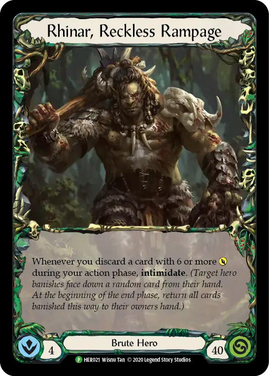 (021) Flesh & Blood TCG Hero Promos Single: Rhinar, Reckless Rampage (Rainbow Foil) Promo