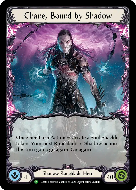 (033) Flesh & Blood TCG Hero Promos Single: Chane, Bound by Shadow (Cold Foil) Promo