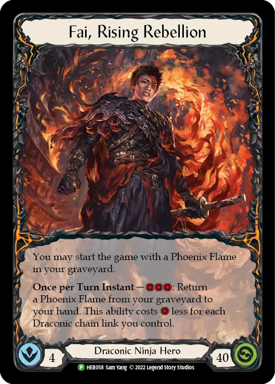 (058) Flesh & Blood TCG Hero Promos Single: Fai, Rising Rebellion (Cold Foil) Promo