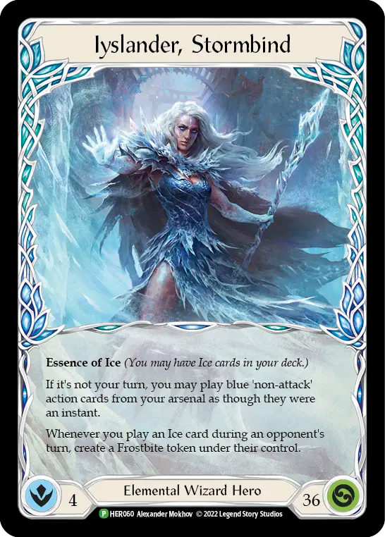(060) Flesh & Blood TCG Hero Promos Single: Iyslander, Stormbind (Cold Foil) Promo