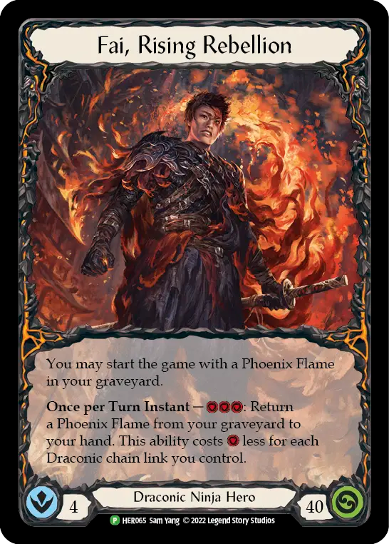 (065) Flesh & Blood TCG Hero Promos Single: Fai, Rising Rebellion (Rainbow Foil) Promo