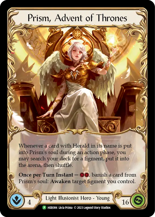 (084) Flesh & Blood TCG Hero Promos Single: Prism, Advent of Thrones (Cold Foil) Promo