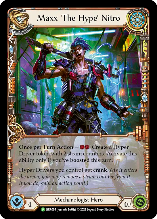 (095) Flesh & Blood TCG Hero Promos Single: Maxx 'The Hype' Nitro (Rainbow Foil) Promo