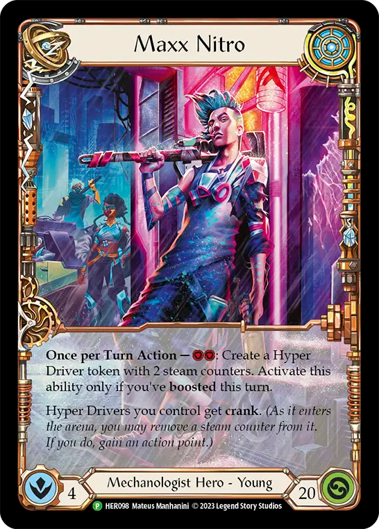 (098) Flesh & Blood TCG Hero Promos Single: Maxx Nitro (Rainbow Foil) Promo