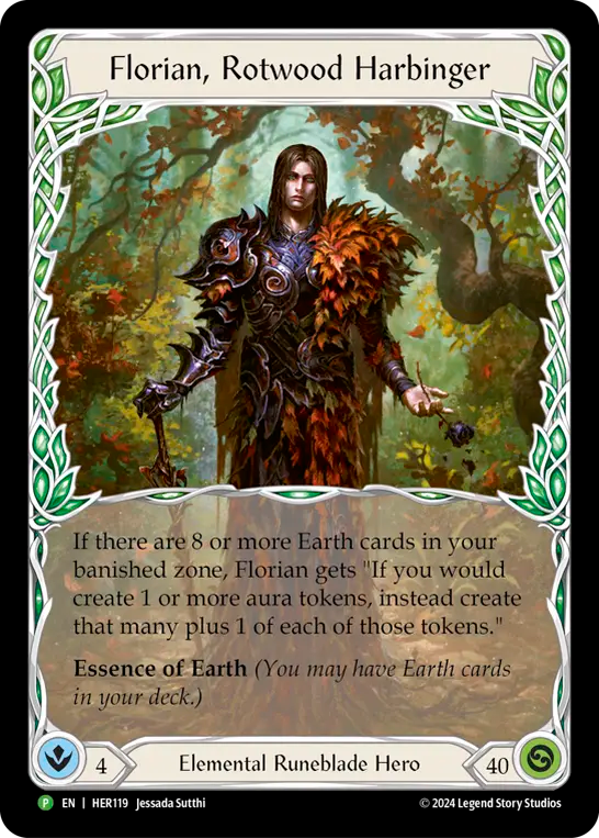 (119) Flesh & Blood TCG Hero Promos Single: Florian, Rotwood Harbinger (Rainbow Foil) Promo