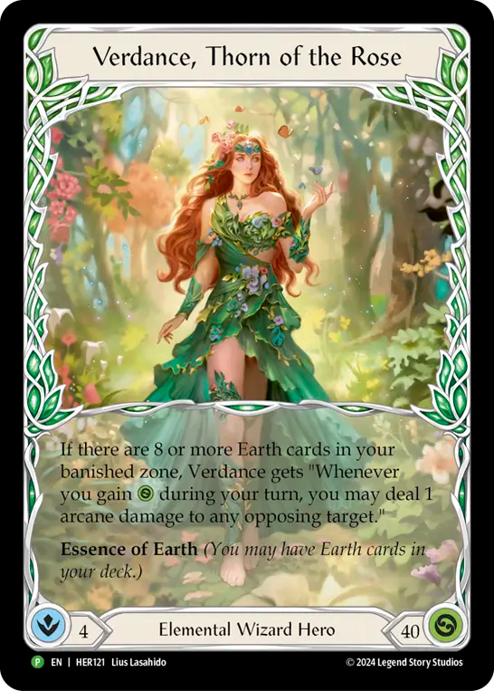 (121) Flesh & Blood TCG Hero Promos Single: Verdance, Thorn of the Rose (Rainbow Foil) Promo