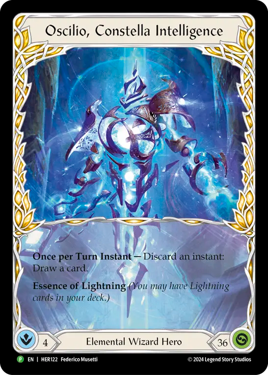 (122) Flesh & Blood TCG Hero Promos Single: Oscilio, Constella Intelligence (Rainbow Foil) Promo