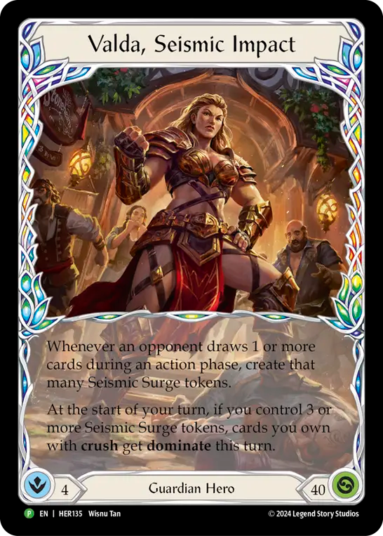 (135) Flesh & Blood TCG Hero Promos Single: Valda, Seismic Impact (Rainbow Foil) Promo