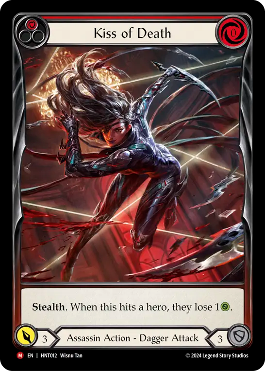 (HNT012) Flesh & Blood TCG The Hunted Single: Kiss of Death (Extended Art Cold Foil) Majestic