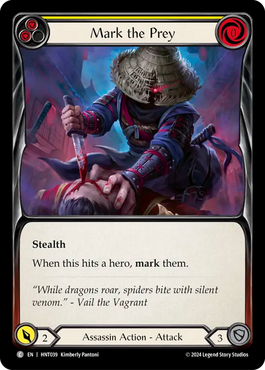 (HNT039) Flesh & Blood TCG The Hunted Single: Mark the Prey (Yellow) (Rainbow Foil) Common