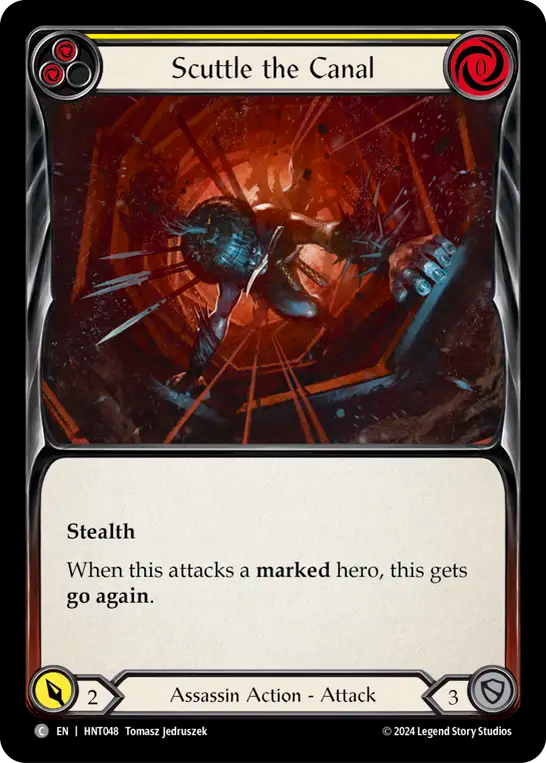 (HNT048) Flesh & Blood TCG The Hunted Single: Scuttle the Canal (Yellow) (Rainbow Foil) Common