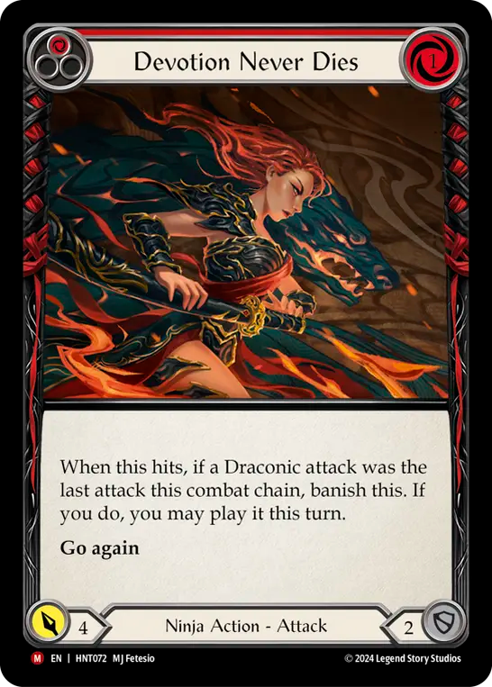 (HNT072) Flesh & Blood TCG The Hunted Single: Devotion Never Dies (Rainbow Foil) Majestic